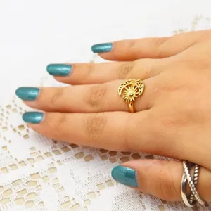 Crescent Moon and Sun Boho Ring Gold thumbnail 2