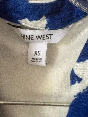 Nine West Blue and White Button-Front Midi Dress thumbnail 4