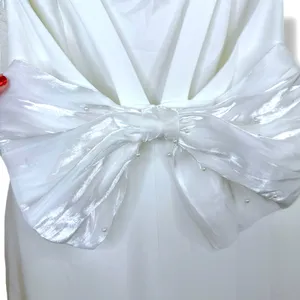 NEW Lulus Romantic Glow White Backless Pearl Bow Wedding Gown Maxi Dress XL thumbnail 11