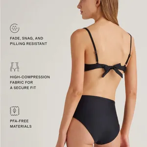 NWT Quince Women's Italian Demi Bikini Top Black Size Medium thumbnail 4