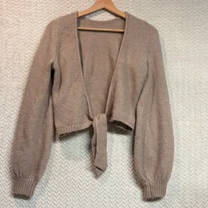 Abercrombie & Fitch Womens XS Tan‎ Reversible Tie Balletcore Cropped Cardigan thumbnail 6