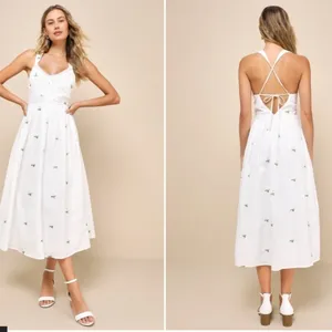 LULU's Casual Summer Floral Daisy Brunch Beach Summer Midi Dress thumbnail 2
