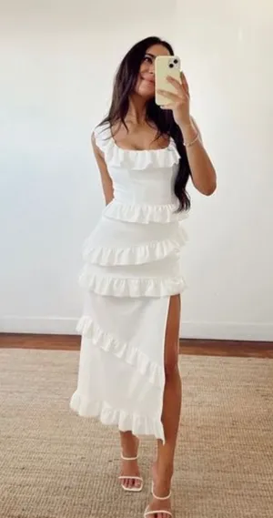 SHOW ME YOUR MUMU Greta Dress In White Stretch thumbnail 1