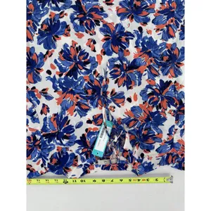 Beacon Apparel Stitchfix Blouse Sz L Floral Office Career Red White Blue Work thumbnail 13