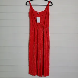 Love,Fire‎ Vibrant Red Pleated Wide-Leg Jumpsuit Sleeveless Size L NEW thumbnail 5