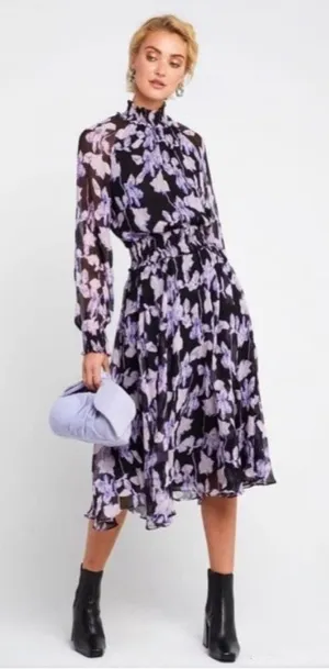 O.P.T One Pretty Time On The Run Long Sleeve Chiffon Midi Dress M thumbnail 1