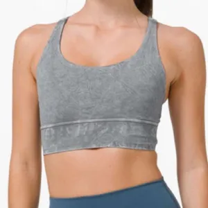 Lululemon Energy Bra Long Line Ice Dye Size 4 Gray thumbnail 1