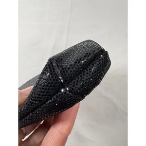 La Regale Black Sequin Evening Bag‎ Silver Kiss Lock Clasp Chain Strap Vintage thumbnail 4