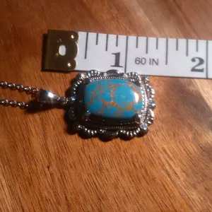 Mojave Blue Turquoise Stainless Steel Pendant Necklace thumbnail 6