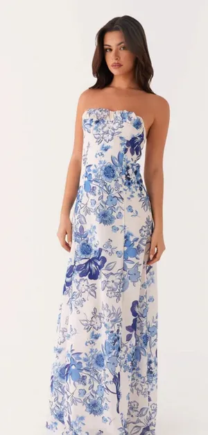 Peppermayo Blue and White Maxi Dress thumbnail 1