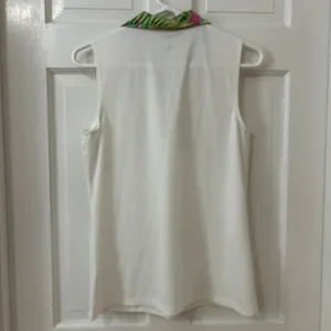 Tommy‎ Bahama Active Quarter Zip Polo Shirt M White Tropical Sleeveless Golf thumbnail 3