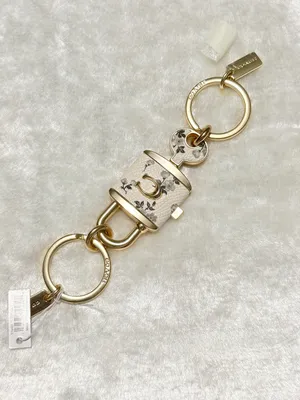 Coach keychain for women, key ring, lock, bag charm, leather floral pattern-RARE thumbnail 4