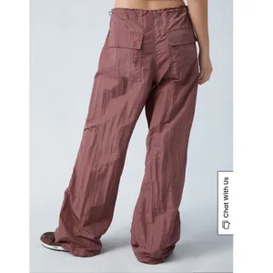 PacSun Mauve Brown Nylon Parachute Pants Wide Leg Streetwear MB7338 Small thumbnail 3