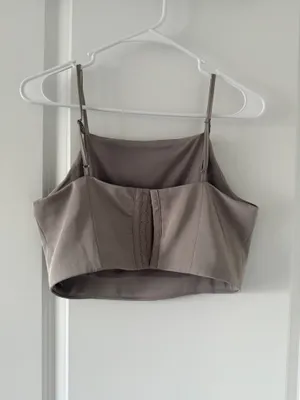 Women's Taupe Satin Crop Cami Top thumbnail 2
