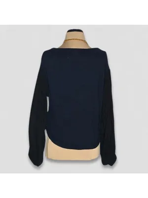 Free People Blue Cotton Long Sleeve Balloon Top XS thumbnail 2