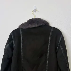 [Zara] Black Faux Fur Suede Double-Faced Oversized Moto Jacket Blogger Fave XS thumbnail 5
