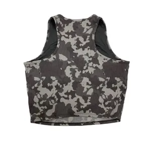 Crane Crop Top Medium Gray Camo Sports Bra Built In Activewear thumbnail 4