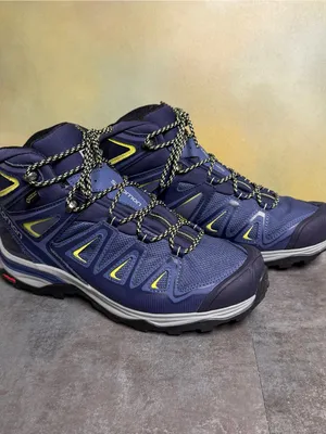 Salomon X Ultra Wide GTX Women's Wide Waterproof Hiking Boots Blue/Yellow Sz 10 thumbnail 2