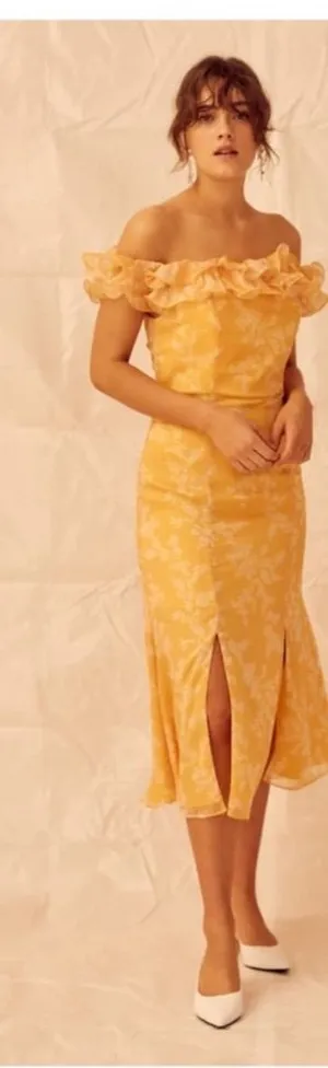 Keepsake Embrace Ruffle Off Shoulder Midi‎ Dress Small thumbnail 1