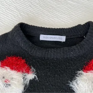 Christmas sweater black crop knit stretch size Small holiday thumbnail 3