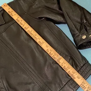 CHEROKEE leather zip up long sleeve 2 pockets derby jacket coat black size M thumbnail 9