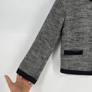 Stile Benetton Blazer Womens S Black White Tweed Casual Office Work‎ Snap Front thumbnail 4