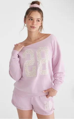 Aeropostale Pink Floral 28 Varsity Fleece Sweatshirt Gameday Ready XXL New thumbnail 1