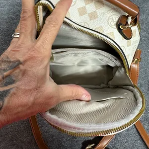 Elegant Tan and Cream Backpack Brown thumbnail 6