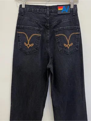Aviator Nation Gypsy Hi Rise Wide Leg Jean Distressed Denim in Vintage Black 25 thumbnail 7