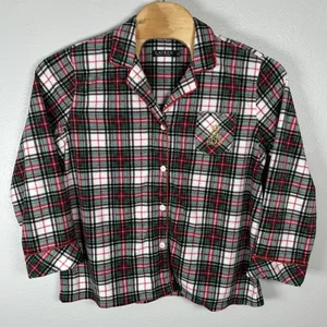 Lauren Ralph Lauren Fleece Pajama Set Womens XL Red Green Plaid Sleepwear‎ Logo thumbnail 2
