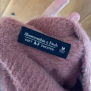 Abercrombie & Fitch V-Back Fuzzy Sweater Dress in dusty pink NWT thumbnail 7