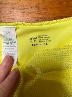Aerie Women’s Yellow High-Cut Twist Textured Swim Bottom thumbnail 2