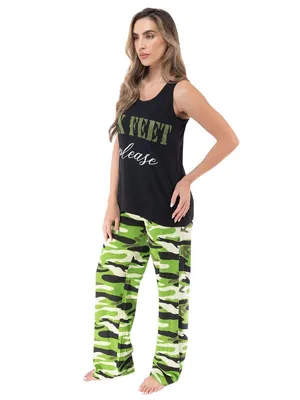 NWT Just Love Sleepwear Tank and Pajama Pants Set 92278971 Camouflage Black M thumbnail 2