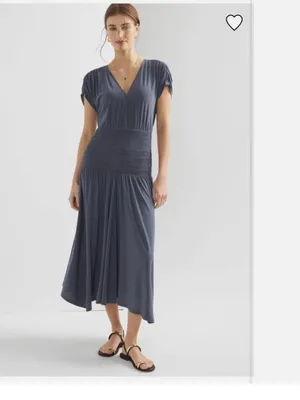 NWOT White House Black Market $140 Matte Jersey Smocked Midi Dress XL thumbnail 2