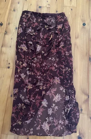 Free People Maroon Floral Maxi Skirt thumbnail 1