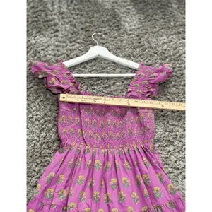 Ultramarine Floral Smocked Tiered Midi Dress Cottagecore Boho Peasant L NWT thumbnail 8