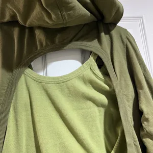 Free People Olive Green Women's Wrap Hoodie Tag Cut Out thumbnail 5