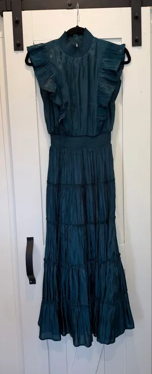 Lulus Emerald Green Flutter Sleeve Midi Dress  thumbnail 1