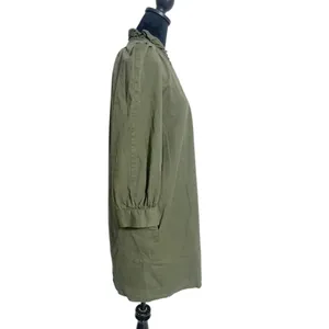 Tuckernuck Pomander Place Medium Green Claiborne Dress Short Long Sleeve Olive thumbnail 5