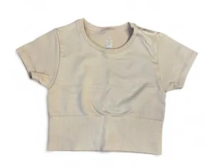 Offline aerie tan cropped short sleeve top XS thumbnail 1