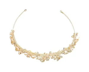 David’s Bridal Ladies Tiara Collection white beads and floral tiara thumbnail 1