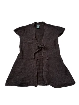 Y2K Tie Front Cardigan Top Cap Sleeve Boho Cottagecore Boho Festival Hippie thumbnail 2