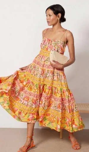 💕FARM RIO💕 Mixed Fruits Paradise Midi Dress ~ Small S NWT thumbnail 1