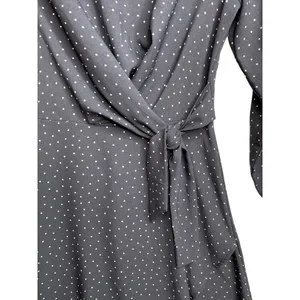 Loft Grey And White Polka Dot Wrap Dress‎ size 2 Business Church Office Casual thumbnail 2