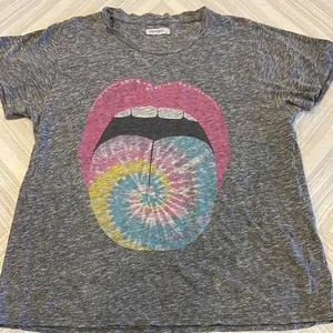 Lauren Moshi Women’s Gray Graphic Tee with Colorful Lips Design - Size XS thumbnail 1