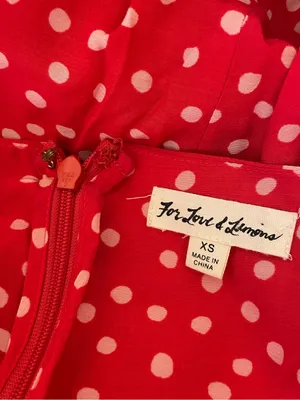 For Love & Lemons Red Buttoned Polka Dot Ruffle Mini Dress XS thumbnail 6