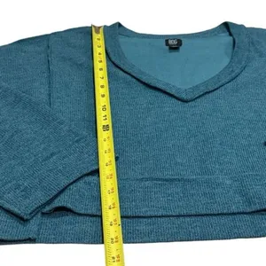 BDG Urban Outfitters Teal Knit Three Quarter‎ Sleeve Oversize Croptop Coastal S thumbnail 7
