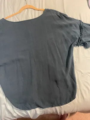 Blue/Green Distressed Blouse thumbnail 5
