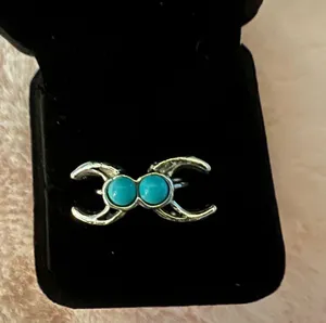 Beautiful Stainless Steel Bohemian Faux Turquoise and Silver Ring Size 7 thumbnail 1
