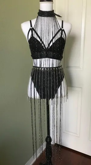 Handmade REIGN - Black Sparkle Fringe Tassel Choker thumbnail 2